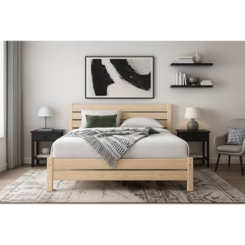 Double Size Bed Frame - Wood - L197 x W146 x H90 cm - Pine