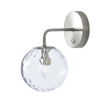  1 Light Armed Wall Sconce Glass Globe Shade - Silver - 15 x 26 x 26 cm