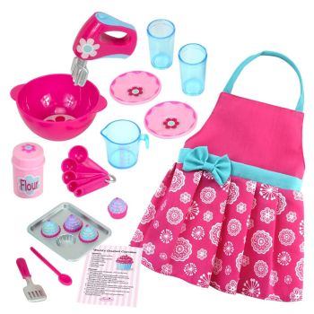 Sophia's 18" Doll Baking Accessories & Apron Set - Hot Pink/Pink/Light blue - 10 x 18 x 46 cm