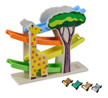  Preschool Play Lab Safari Animal Ramp Racer with Animal Print Cars - Multi-color - 31 x 9 x 26 cm