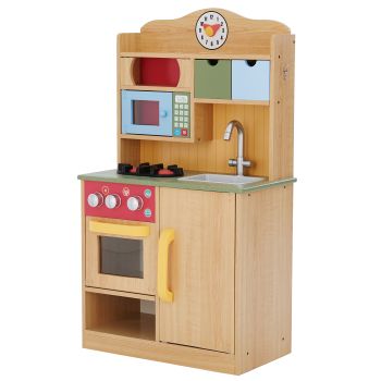  Little Chef Florence Classic Play Kitchen - Wood Grain - 55 x 30 x 90 cm