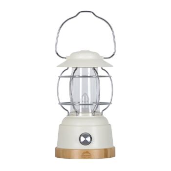 Moon Rock 8W Portable Rechargeable LED Lantern - Plastic/Metal/Wood - L12.62 x W12.62 x H30.52 cm - White