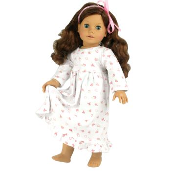 Sophia's 18" Doll Floral Print Nightgown - White/Hot Pink - 10 x 18 x 46 cm