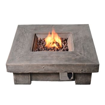  Outdoor Retro Wood Look Square Propane Gas Fire Pit - Light Wood - 89 x 29 x 29 cm