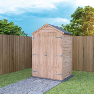 4 x 3 Feet Overlap Dip Treated Apex Shed Double Door with 3 Corner Shelves