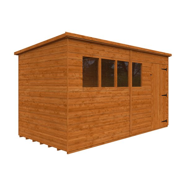 12x6 Super Pent 12mm Shed - L355 x W175 x H204.1 cm - Solid Wood/Softwood/Pine - Burnt Orange