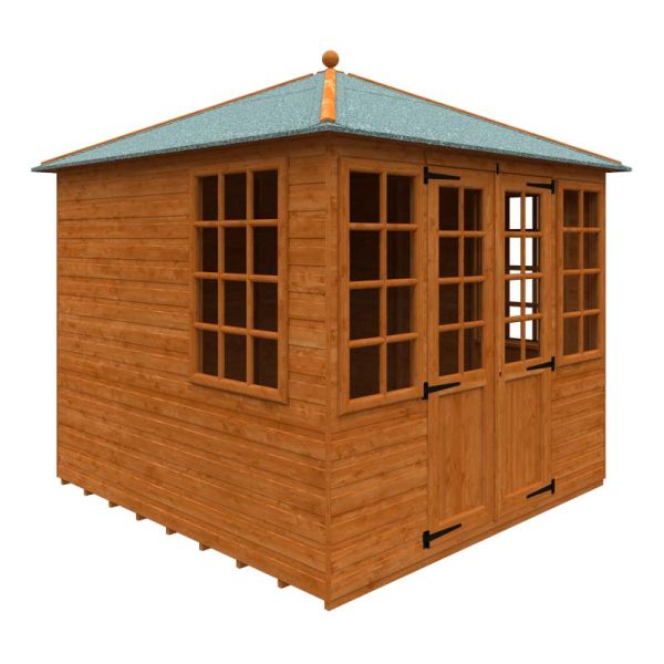 8 x 8 Feet Georgian Pyramid 12mm Shed - Solid Wood/Softwood/Pine - L235 x W235 x H254.5 cm - Burnt Orange