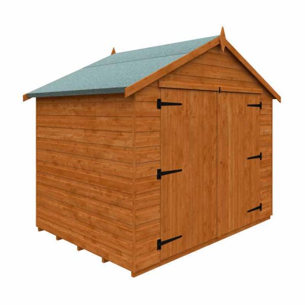 5 x 7 Feet Apex Compact 12mm Shed - Solid Wood/Softwood/Pine - L145 x W205 x H190.8 cm - Burnt Orange