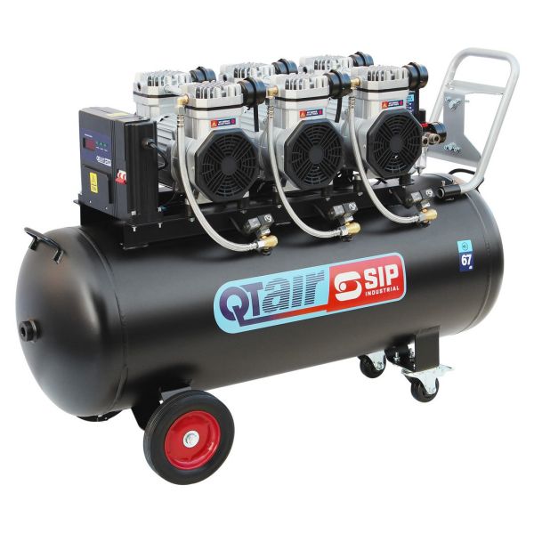Sip Qt Air DD 4.5HP 150 Litre Ultra Low Noise Oil-Free Direct Drive Compressor - L120 x W45 x H81.5 cm - Black