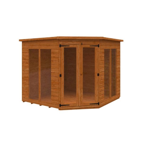 8 x 8 Feet Ful Pane Cornerhouse 12mm Shed - Solid Wood/Softwood/Pine - L235 x W235 x H209 cm - Burnt Orange