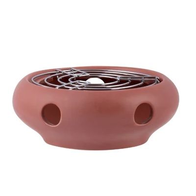 Teapot Heater - Stoneware/Stainless Steel - L15 x W15 x H7 cm - Terracotta