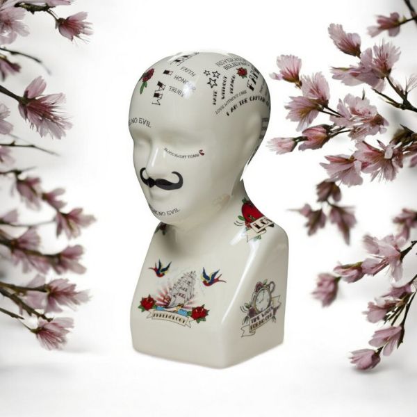 Phrenology Head - Ceramic - L7 x W8 x H16 cm