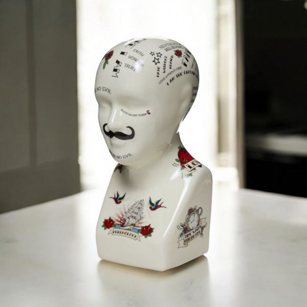 Phrenology Head - Ceramic - L12 x W14 x H28 cm