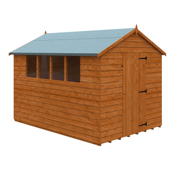 10 x 7 Feet Budget Apex 9mm Shed - Solid Wood/Softwood/Pine - L295 x W205 x H224.9 cm - Burnt Orange
