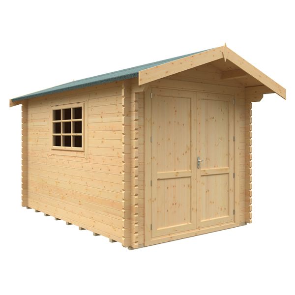 12x8w The Marlborough Plus 44mm Cabin - L355 x W235 x H251.3 cm - Solid Wood/Softwood/Pine - Natural