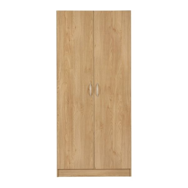 Bellingham 2 Door Wardrobe - L58 x W80.5 x H180.5 cm - Oak Effect Veneer