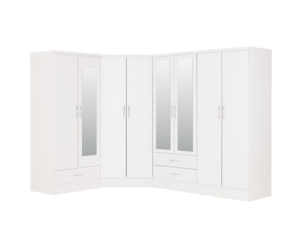 Nevada 2 Door 1 Drawer Wardrobe - L52 x W78 x H182.5 cm - White Gloss