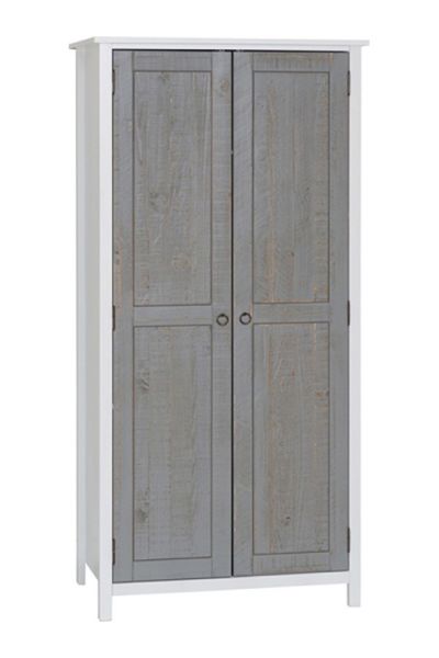 Vermont 2 Door Wardrobe - L55.5 x W90 x H188 cm - White/Grey