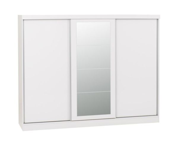 Nevada 3 Door Sliding Wardrobe - L62 x W242.5 x H194 cm - White Gloss