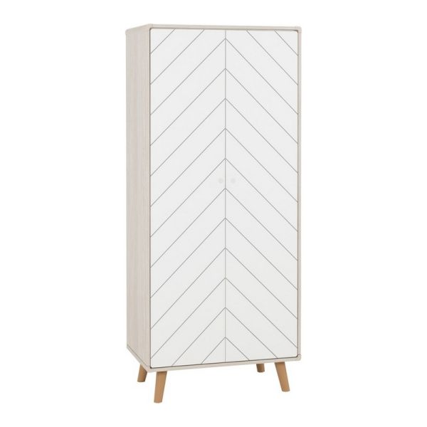 Dixie 2 Door Wardrobe - L47 x W78 x H182.5 cm - Dusty Grey/White