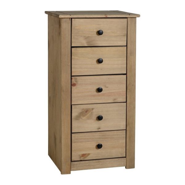 Panama 5 Drawer Chest - L40 x W46 x H89.5 cm - Natural Wax