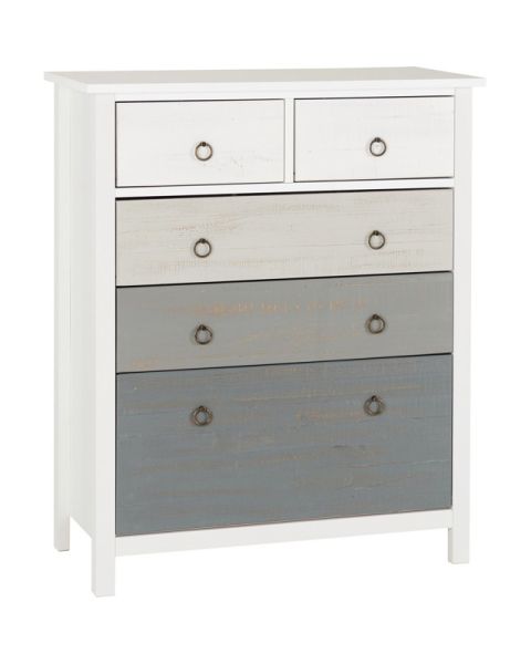 Vermont 3+2 Drawer Chest - L40 x W85 x H104.5 cm - White/Grey