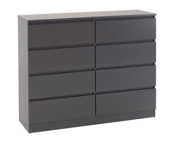 Malvern 8 Drawer Chest - L40 x W121.5 x H100 cm - Grey
