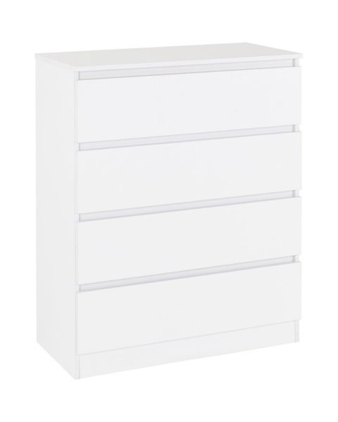 Malvern 4 Drawer Chest - L40 x W80 x H100 cm - White