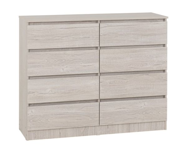 Malvern 8 Drawer Chest - L40 x W121.5 x H100 cm - Urban Snow