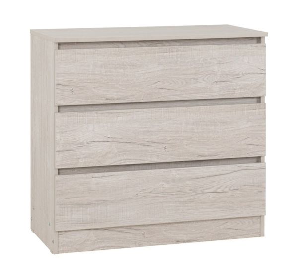 Malvern 3 Drawer Chest - L40 x W80 x H77 cm - Urban Snow