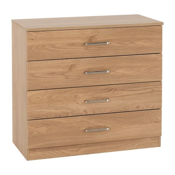Dakota 4 Drawer Chest - L36 x W75 x H71 cm - Oak