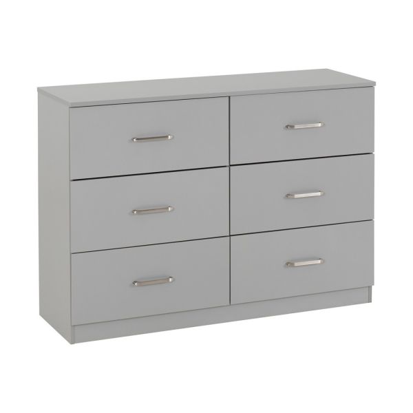 Dakota 6 Drawer Chest - L36 x W110 x H80.5 cm - Light Grey
