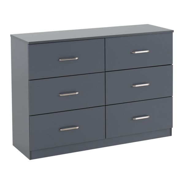 Dakota 6 Drawer Chest - L36 x W110 x H80.5 cm - Dark Grey
