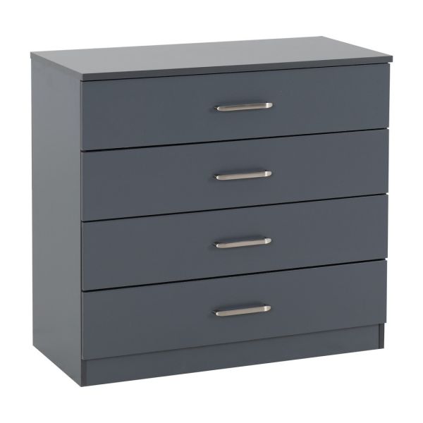 Dakota 4 Drawer Chest - L36 x W75 x H71 cm - Dark Grey