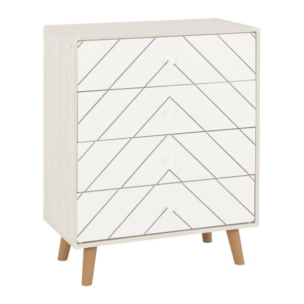 Dixie 4 Drawer Chest - L39.5 x W78 x H98 cm - Dusty Grey/White