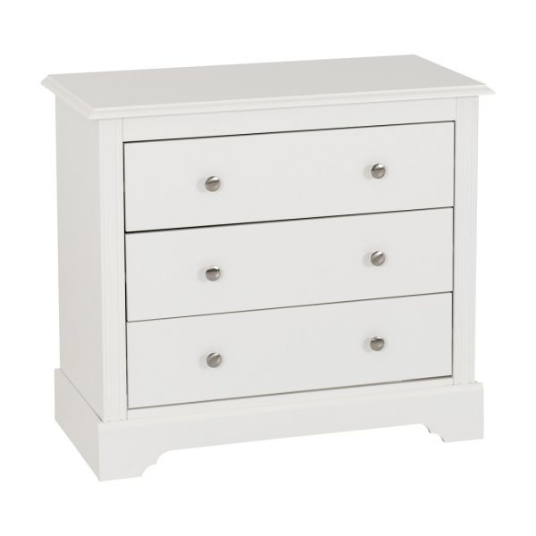 Stratford 3 Drawer Chest - L40 x W80 x H71 cm - White