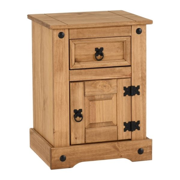 Corona Petite Bedside - L36 x W43.5 x H58.5 cm - Distressed Waxed Pine