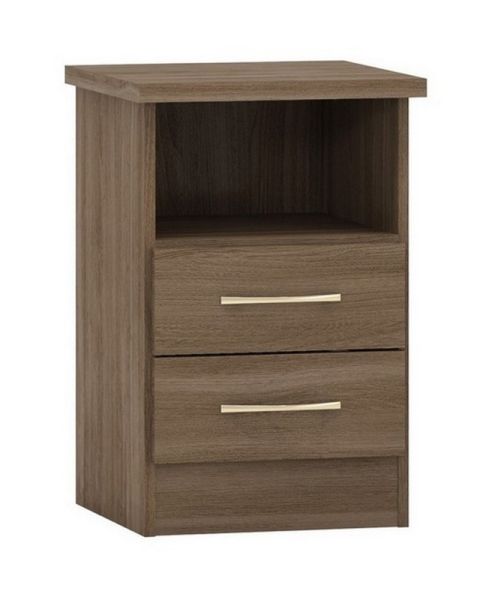 Nevada 2 Drawer Bedside - L40 x W40 x H61 cm - Rustic Oak Effect