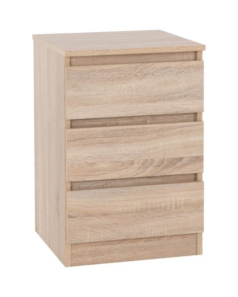 Malvern 3 Drawer Bedside - L40 x W40 x H60 cm - Sonoma Oak Effect