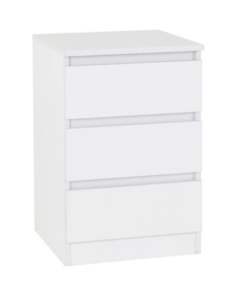 Malvern 3 Drawer Bedside - L40 x W40 x H60 cm - White