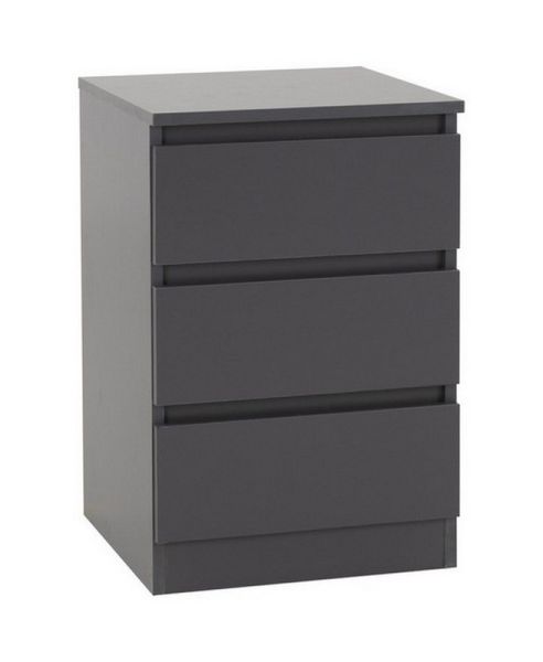 Malvern 3 Drawer Bedside - L40 x W40 x H60 cm - Grey