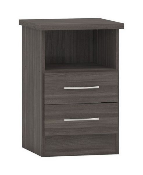 Nevada 2 Drawer Bedside - L40 x W40 x H61 cm - Black Wood Grain