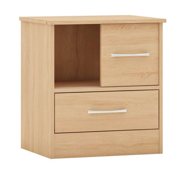 Nevada Sliding Door Bedside - L40 x W50 x H55 cm - Sonoma Oak Effect