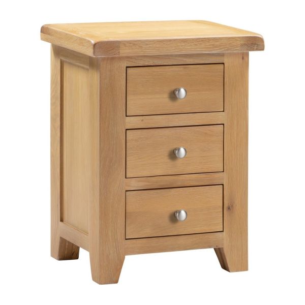 Windsor 3 Drawer Bedside - L37 x W47 x H62.5 cm - Natural Oak