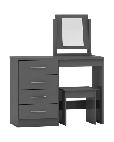 Nevada 4 Drawer Dressing Table Set - 3D Effect Grey