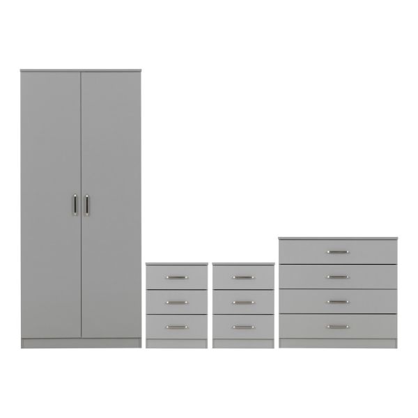 Dakota 2 Door Wardrobe Bedroom Set - Light Grey
