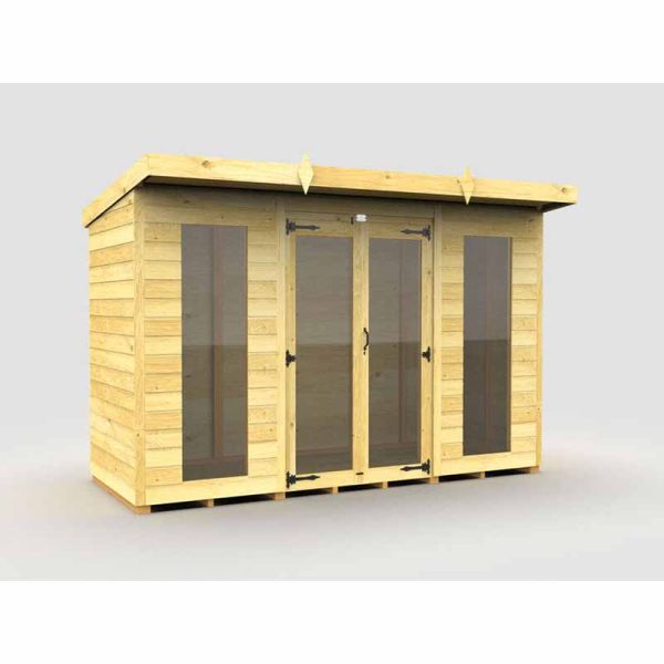 10ft x 4ft Pent Summer House (Full Height Window) - Wood - L118 x W302 x H201 cm