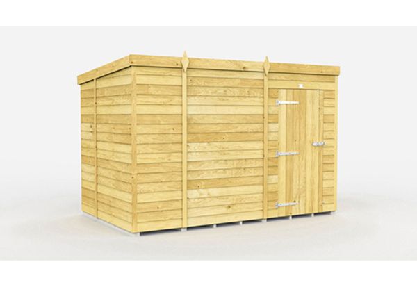 10 x 6 Feet Pent Shed - Single Door Without Windows - Wood - L178 x W302 x H201 cm