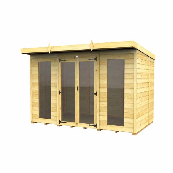 10ft x 6ft Pent Summer House (Full Height Window) - Wood - L178 x W302 x H201 cm