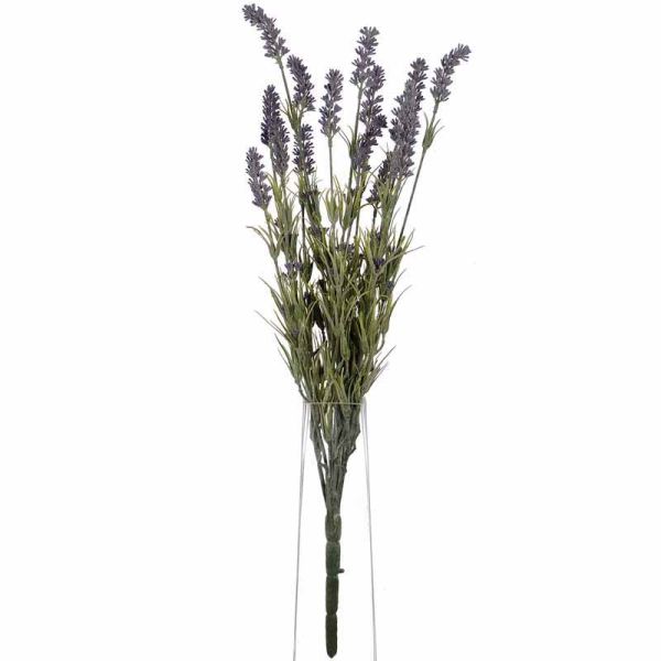 Large Lavender Bush Artificial Flower (Single Stem with 12 Flower Heads) - Plastic - L16 x W16 x H66 cm - Blue/Purple